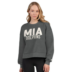 Miami Dolphins Starter Women's Show Up Cropped Fleece Pullover Sweatshirt - Heather Gray - NFL