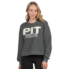 Pittsburgh Steelers Starter Women's Show Up Cropped Fleece Pullover Sweatshirt - Heather Gray - NFL