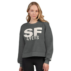 San Francisco 49ers Starter Women's Show Up Cropped Fleece Pullover Sweatshirt - Heather Gray - NFL