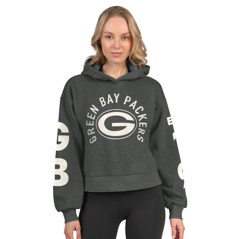 Green Bay Packers Starter Women's Star Player Cropped Fleece Pullover Hoodie - Heather Charcoal - NFL