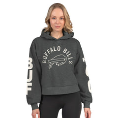 Buffalo Bills Starter Women's Star Player Cropped Fleece Pullover Hoodie - Heather Charcoal - NFL
