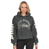 Seattle Seahawks Starter Women's Star Player Cropped Fleece Pullover Hoodie - Heather Charcoal - NFL