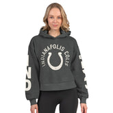 Indianapolis Colts Starter Women's Star Player Cropped Fleece Pullover Hoodie - Heather Charcoal - NFL