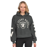 Las Vegas Raiders Starter Women's Star Player Cropped Fleece Pullover Hoodie - Heather Charcoal - NFL