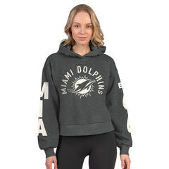 Miami Dolphins Starter Women's Star Player Cropped Fleece Pullover Hoodie - Heather Charcoal - NFL