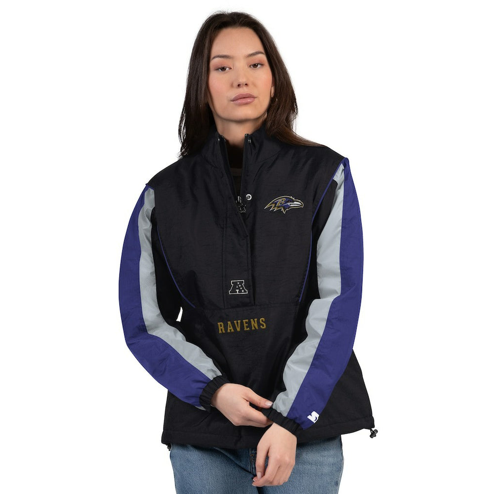 Baltimore Ravens Starter Women's Thursday Night Gridiron Half-Zip Jacket - Black/Purple - NFL