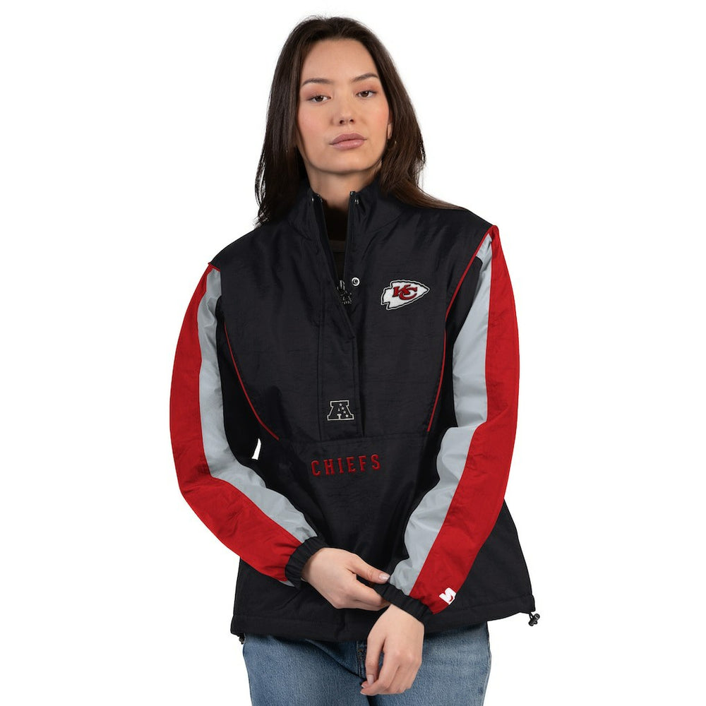 Kansas City Chiefs Starter Women's Thursday Night Gridiron Half-Zip Jacket - Black/Red - NFL