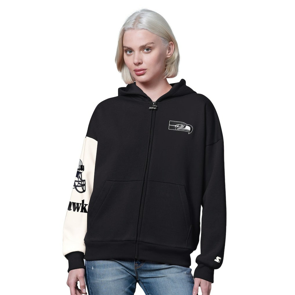 Seattle Seahawks Starter Women's 4th Down Full-Zip Hoodie - Black - NFL