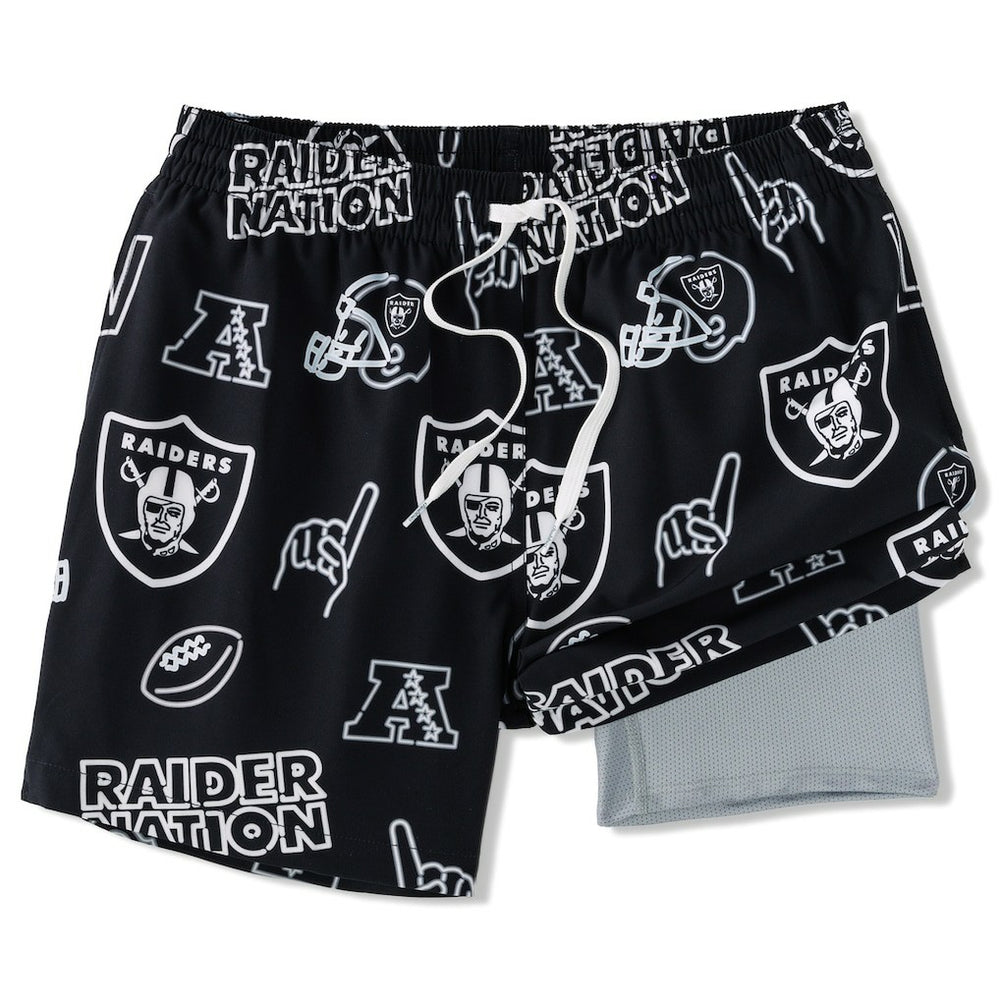 Las Vegas Raiders Chubbies The Neon 5.5" Classic Lined Swim Trunks - Black - NFL