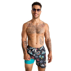 Miami Dolphins Chubbies The Neon 5.5" Classic Lined Swim Trunks - Black - NFL