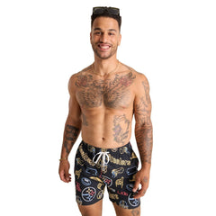 Pittsburgh Steelers Chubbies The Neon 5.5" Classic Lined Swim Trunks - Black - NFL