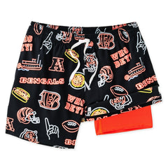 Cincinnati Bengals Chubbies The Neon 5.5" Classic Lined Swim Trunks - Black - NFL