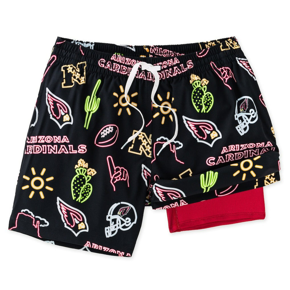 Arizona Cardinals Chubbies The Neon 5.5" Classic Lined Swim Trunks - Black - NFL
