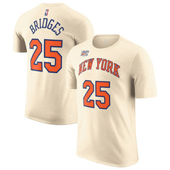 Nike Mikal Bridges New York Knicks Unisex 2025/26 City Edition Name & Number T-Shirt Cream