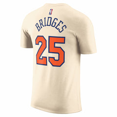Nike Mikal Bridges New York Knicks Unisex 2025/26 City Edition Name & Number T-Shirt Cream