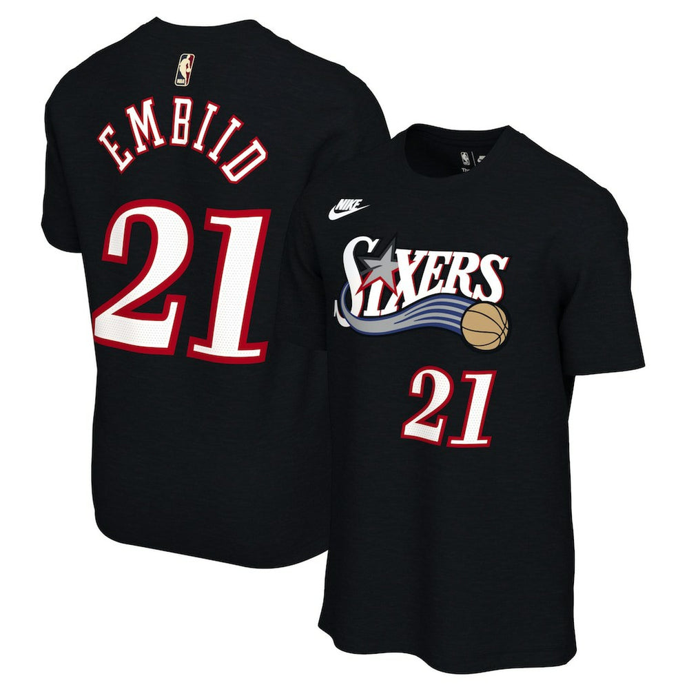 Nike Joel Embiid Philadelphia 76ers Unisex Name & Number T-Shirt Classic Edition Black