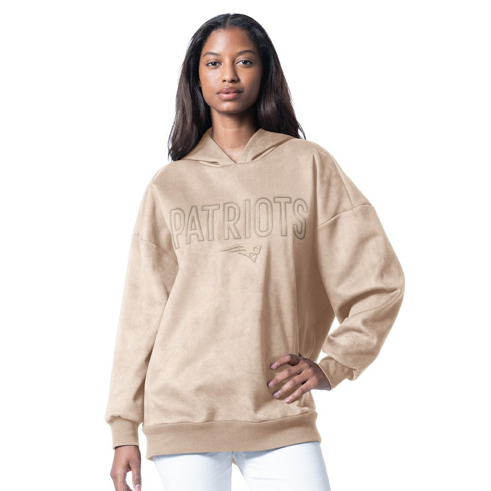 New England Patriots G-III 4Her by Carl Banks Women's Best Hitter Oversized Tunic Pullover Hoodie - Cream - NFL