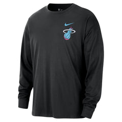 Nike Miami Heat 2025/26 City Edition Remix Essential Logo Long Sleeve T-Shirt Black