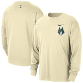 Nike Milwaukee Bucks 2025/26 City Edition Remix Essential Logo Long Sleeve T-Shirt Cream