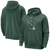 Nike Milwaukee Bucks 2025/26 City Edition Essential Logo Remix Hoodie Hunter Green