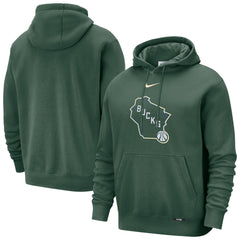 Nike Milwaukee Bucks 2025/26 City Edition Essential Logo Remix Hoodie Hunter Green