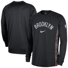 Nike Brooklyn Nets 2025/26 City Edition Authentic Pregame Dri-FIT Long Sleeve Shooting T-Shirt Black
