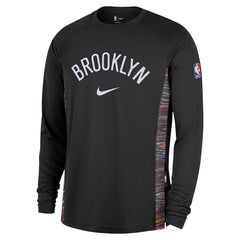 Nike Brooklyn Nets 2025/26 City Edition Authentic Pregame Dri-FIT Long Sleeve Shooting T-Shirt Black