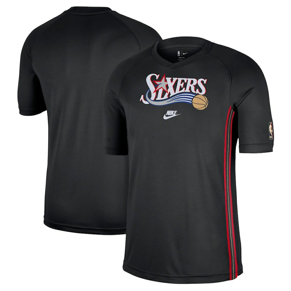 Nike Philadelphia 76ers Classic Edition Hardwood Classics Authentic Game Shooting T-Shirt Black