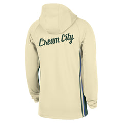 Nike Milwaukee Bucks 2025/26 City Edition Remix Authentic On-Court Quarter-Zip Dri-FIT Hooded Jacket White
