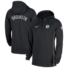 Nike Brooklyn Nets 2025/26 City Edition Remix Authentic On-Court Quarter-Zip Dri-FIT Hooded Jacket Black