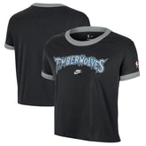 Nike Minnesota Timberwolves Women's Classic Edition Hardwood Classics Essential Vintage Ringer T-Shirt Black