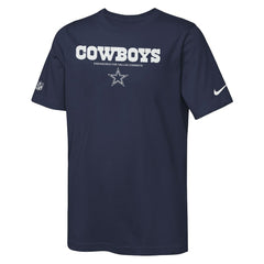 Dallas Cowboys Youth Sideline Team Issue T-Shirt - Navy - Nike