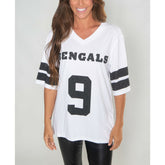 Joe Burrow Cincinnati Bengals Cuce Women's Crystal V-Neck Tunic - White - NFL