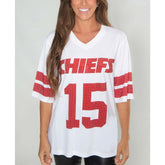 Kansas City Chiefs Cuce Women's Crystal V-Neck Tunic - White - NFL