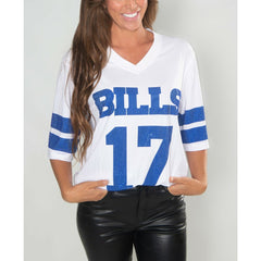 Josh Allen Buffalo Bills Cuce Women's Crystal V-Neck Tunic - White - NFL