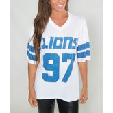 Aidan Hutchinson Detroit Lions Cuce Women's Crystal V-Neck Tunic - White - NFL
