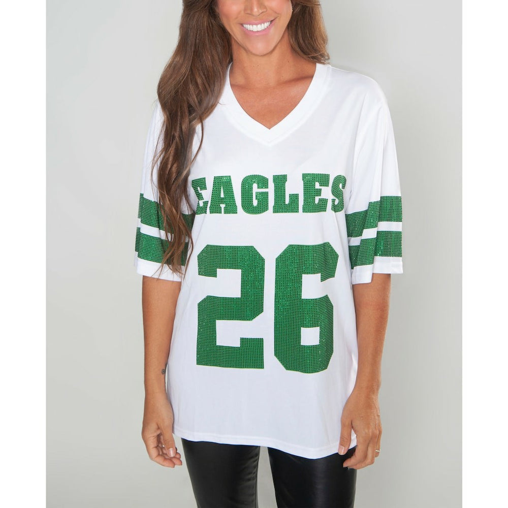 Saquon Barkley Philadelphia Eagles Cuce Women's Crystal V-Neck Tunic - White - NFL