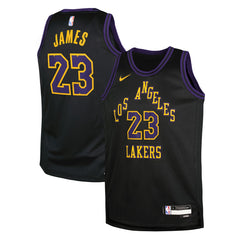 Nike LeBron James Los Angeles Lakers Youth 2025/26 City Edition Swingman Jersey Black