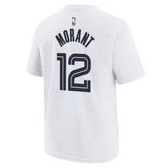 Nike Ja Morant Memphis Grizzlies Youth 2025/26 City Edition Name & Number T-Shirt White