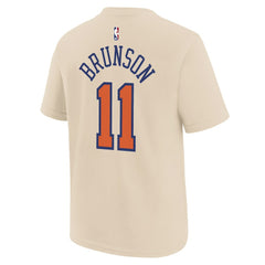 Nike Jalen Brunson New York Knicks Youth 2025/26 City Edition Name & Number T-Shirt Cream