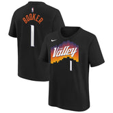 Nike Devin Booker Phoenix Suns Youth 2025/26 City Edition Name & Number T-Shirt Black