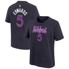Nike Anthony Edwards Minnesota Timberwolves Youth 2025/26 City Edition Name & Number T-Shirt Purple