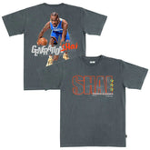 Shai Gilgeous-Alexander Oklahoma City Thunder SLAM Unisex February/March 2025 Cover Graphic Remix T-Shirt Charcoal