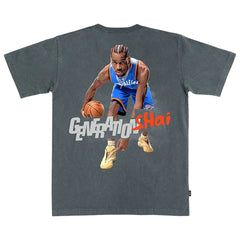 Shai Gilgeous-Alexander Oklahoma City Thunder SLAM Unisex February/March 2025 Cover Graphic Remix T-Shirt Charcoal