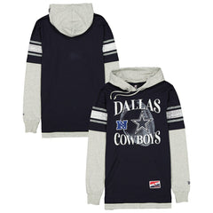 Dallas Cowboys New Era Twofer Layered Long Sleeve Hoodie T-Shirt - Navy - NFL