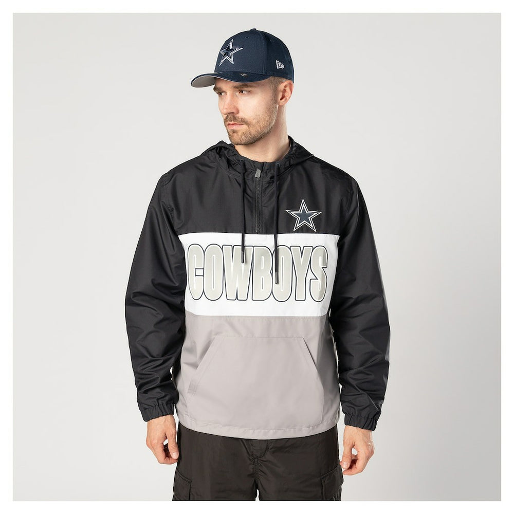 Dallas Cowboys New Era Ripstop Quarter-Zip Hooded Windbreaker - Navy - NFL