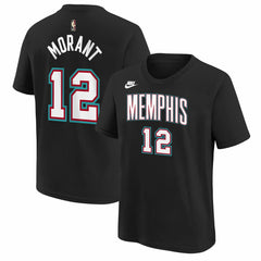 Nike Ja Morant Memphis Grizzlies Youth Name & Number T-Shirt Classic Edition Black