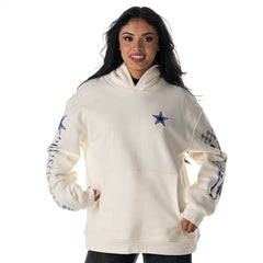 Dallas Cowboys The Wild Collective Unisex Stacked Graphic Sleeve Fleece Hoodie - White - NFL