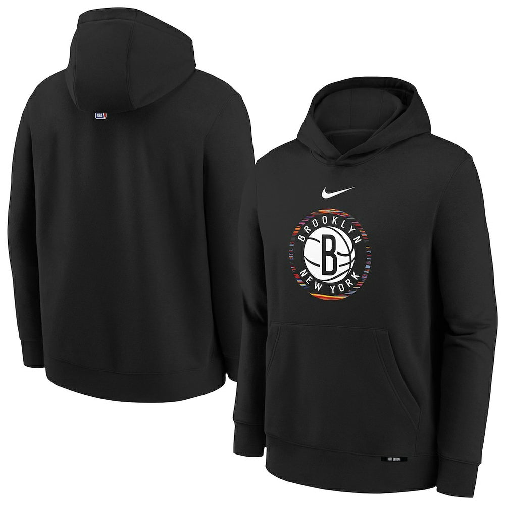 Nike Brooklyn Nets Youth 2025/26 City Edition Club Fleece Pullover Hoodie Black
