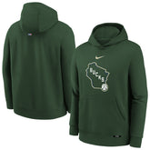 Nike Milwaukee Bucks Youth 2025/26 City Edition Club Fleece Pullover Hoodie Hunter Green